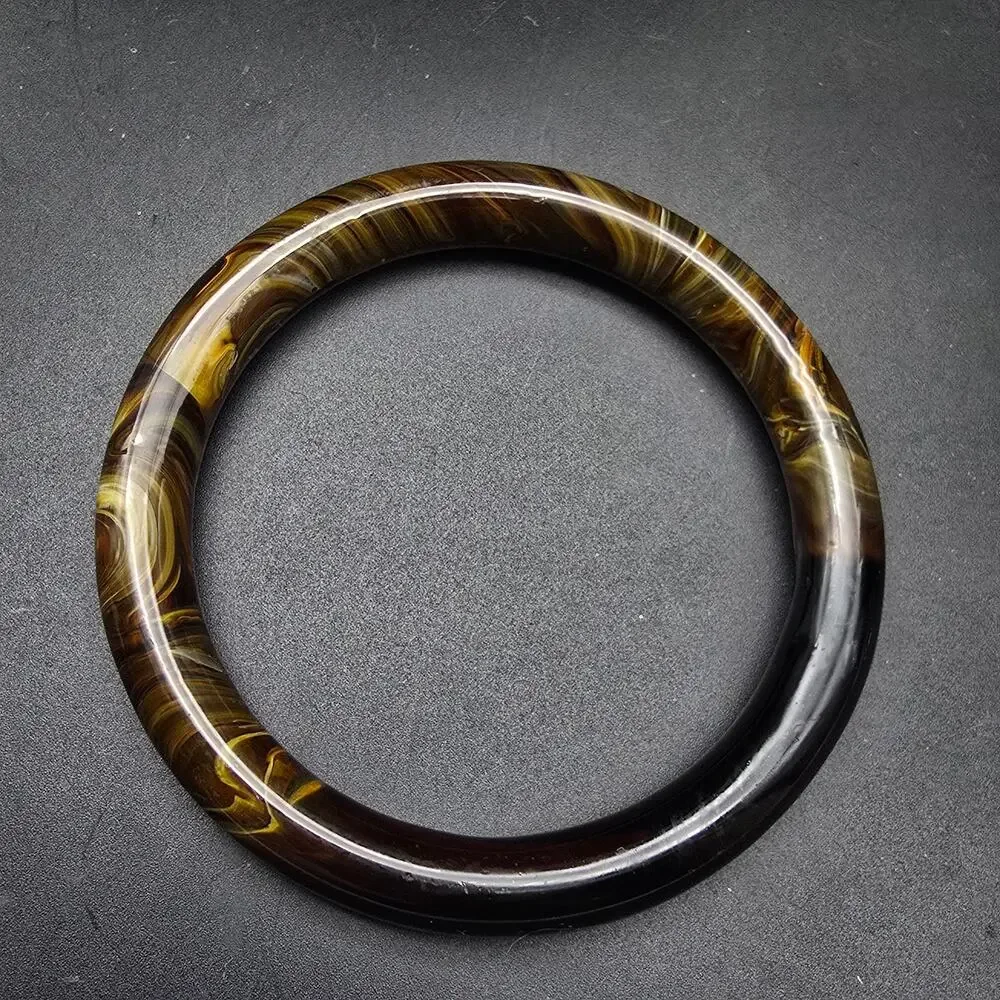 Brown Marbled Glass Bangle Bracelet Vintage Costume Jewelry